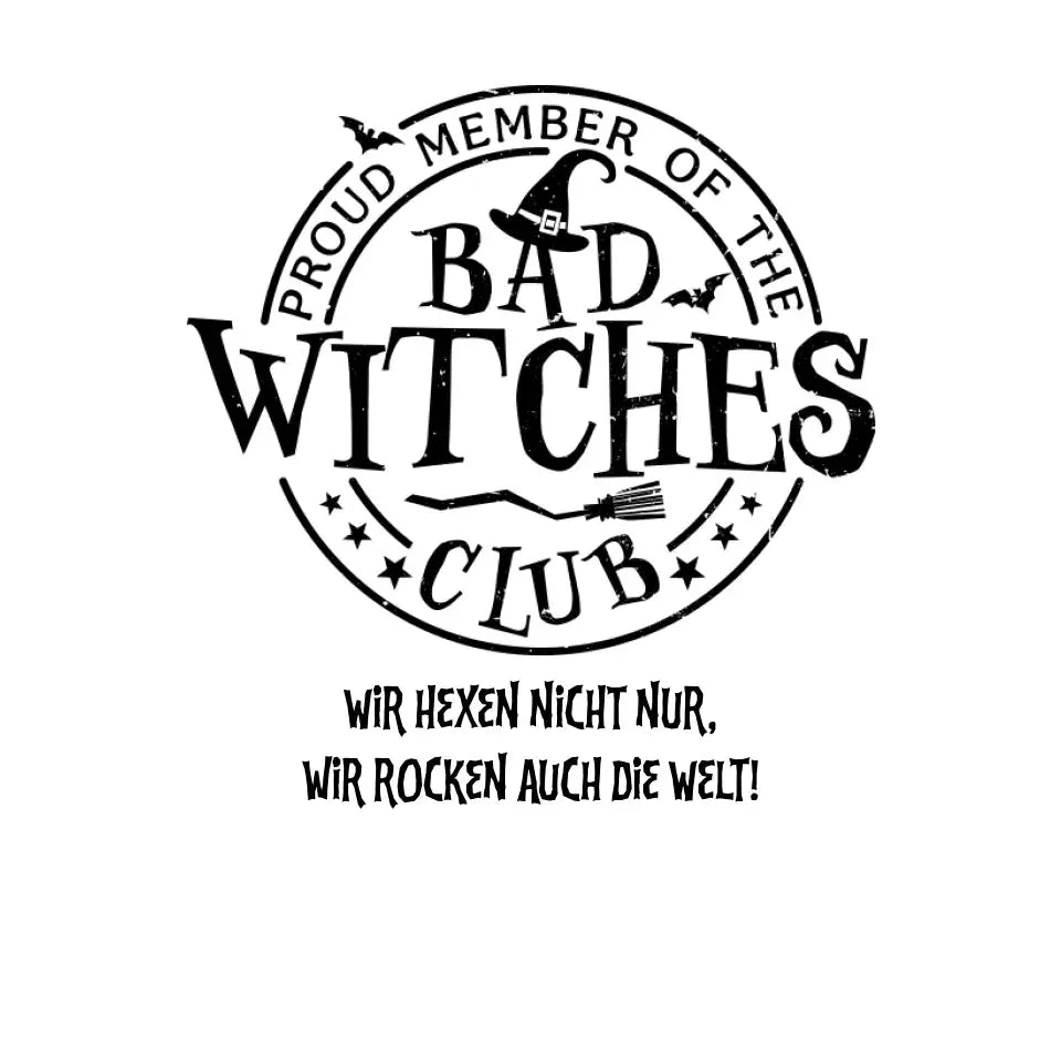 BAD WITCHES CLUB + Text • Halloween • STICKER 20x20cm (Aufkleber) • personalisiert von HalloGeschenk.de