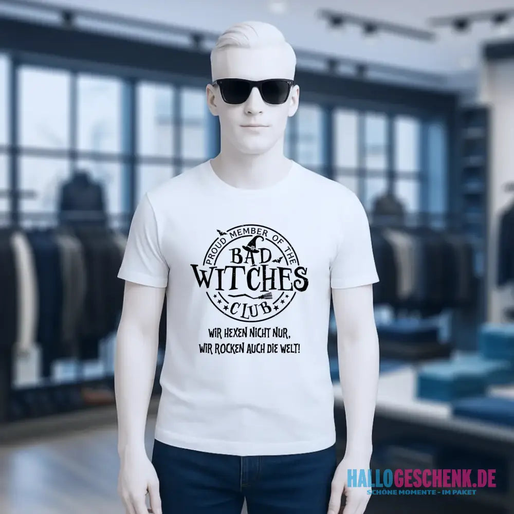 BAD WITCHES CLUB + Text • Halloween • Unisex Premium T-Shirt XS-5XL aus Bio-Baumwolle für Damen & Herren • Exklusivdesign • personalisiert