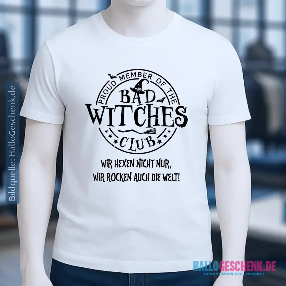 BAD WITCHES CLUB + Text • Halloween • Unisex Premium T-Shirt XS-5XL aus Bio-Baumwolle für Damen & Herren • Exklusivdesign • personalisiert