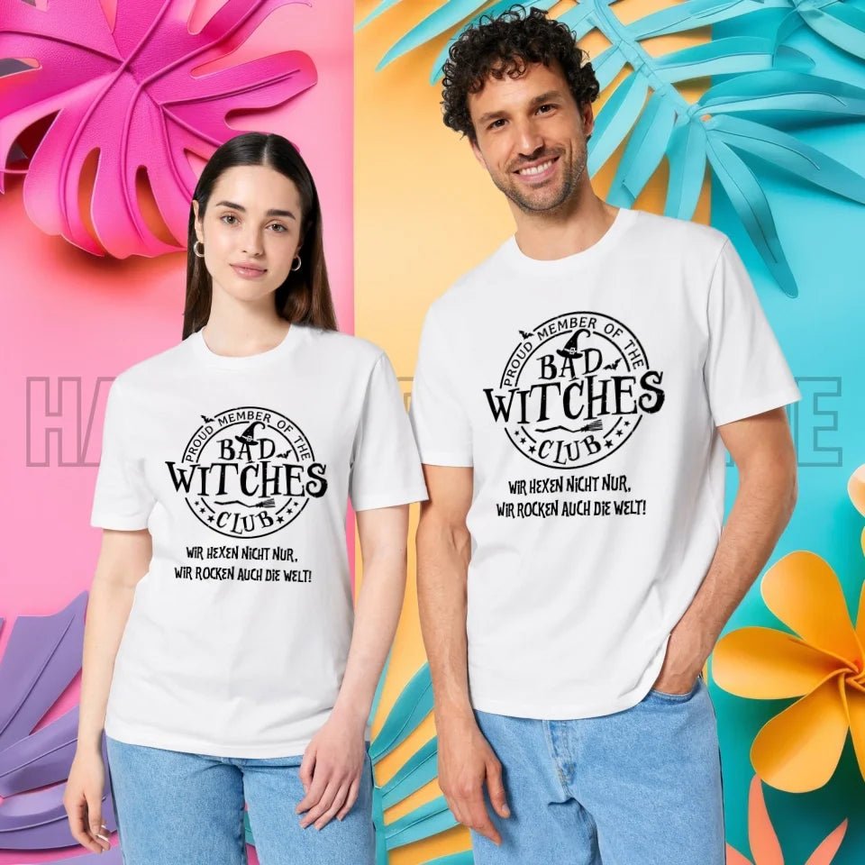 BAD WITCHES CLUB + Text • Halloween • Unisex Premium T-Shirt XS - 5XL aus Bio - Baumwolle für Damen & Herren • Exklusivdesign • personalisiert von HalloGeschenk.de