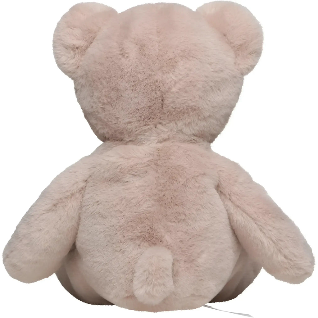 A soft blush-pink plush teddy bear with fluffy texture and rounded ears in taupe stofftier style