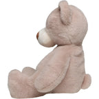 Ein plüschtier bär nanna in taupe mit weichem, flauschigem stoff und weißer schnauze