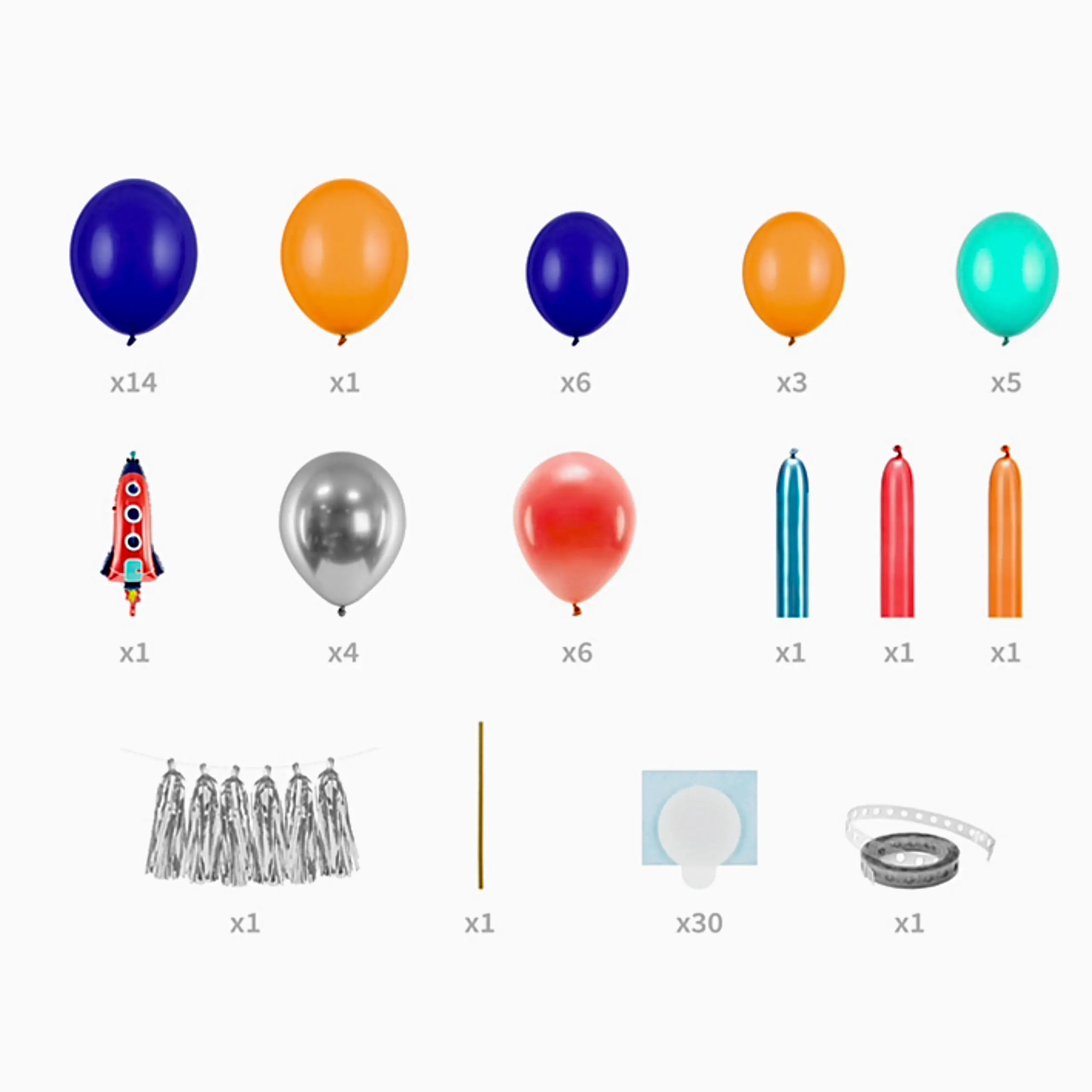 Ballon-Set: Rakete • Ballongirlande Luftballons