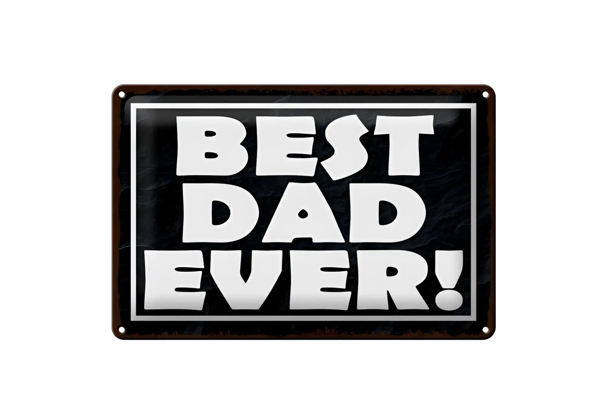 Black metal blechschild 20x30cm mit weißer schrift best dad ever und silbernem rahmen fürs wohnzimmer
