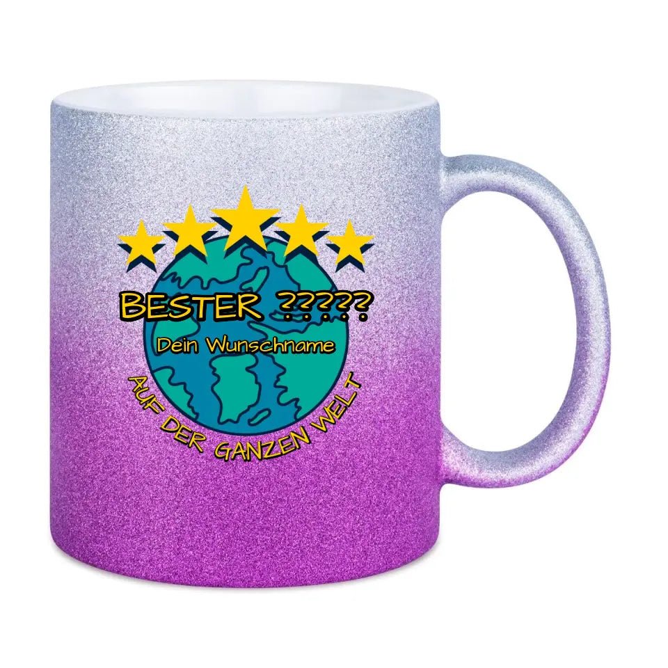 Best ??? Designer (Beste Mama, Bester Papa, Traumfrau, Chef - Mechaniker uvm.) - Glitzertasse mit Farbverlauf in 6 Farben - HalloGeschenk.de