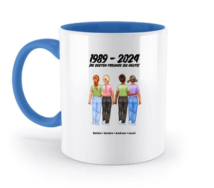 Beste Freunde: 1-5 Kinder / Kindheit (personalisierbare Figuren) - Zweifarbige Tasse / Blue / 330ml - personalisierbare
