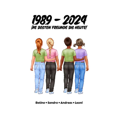 Beste Freunde: 1-5 Kinder / Kindheit (personalisierbare Figuren) - Sticker 20x20 cm (ausgestanzt) / White / OneSize