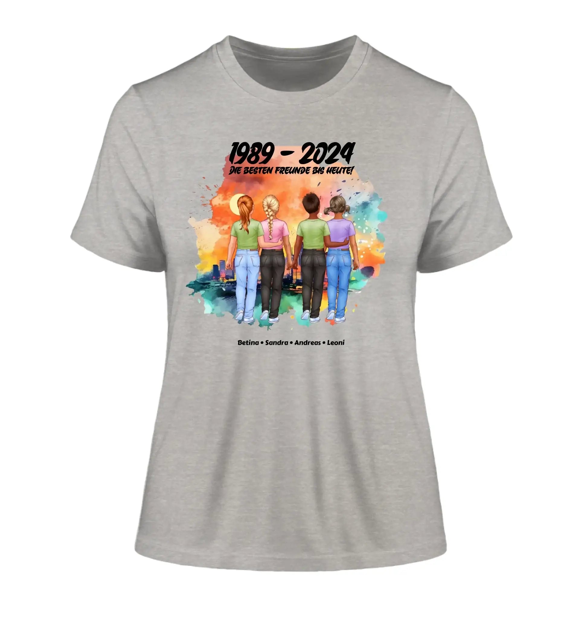 Beste Freunde: 1-5 Kinder / Kindheit (personalisierbare Figuren) - Damen T-Shirt (Fitted) • Bio / Heather Grey / 2XL
