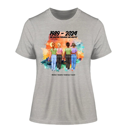 Beste Freunde: 1-5 Kinder / Kindheit (personalisierbare Figuren) - Damen T-Shirt (Fitted) • Bio / Heather Grey / 2XL