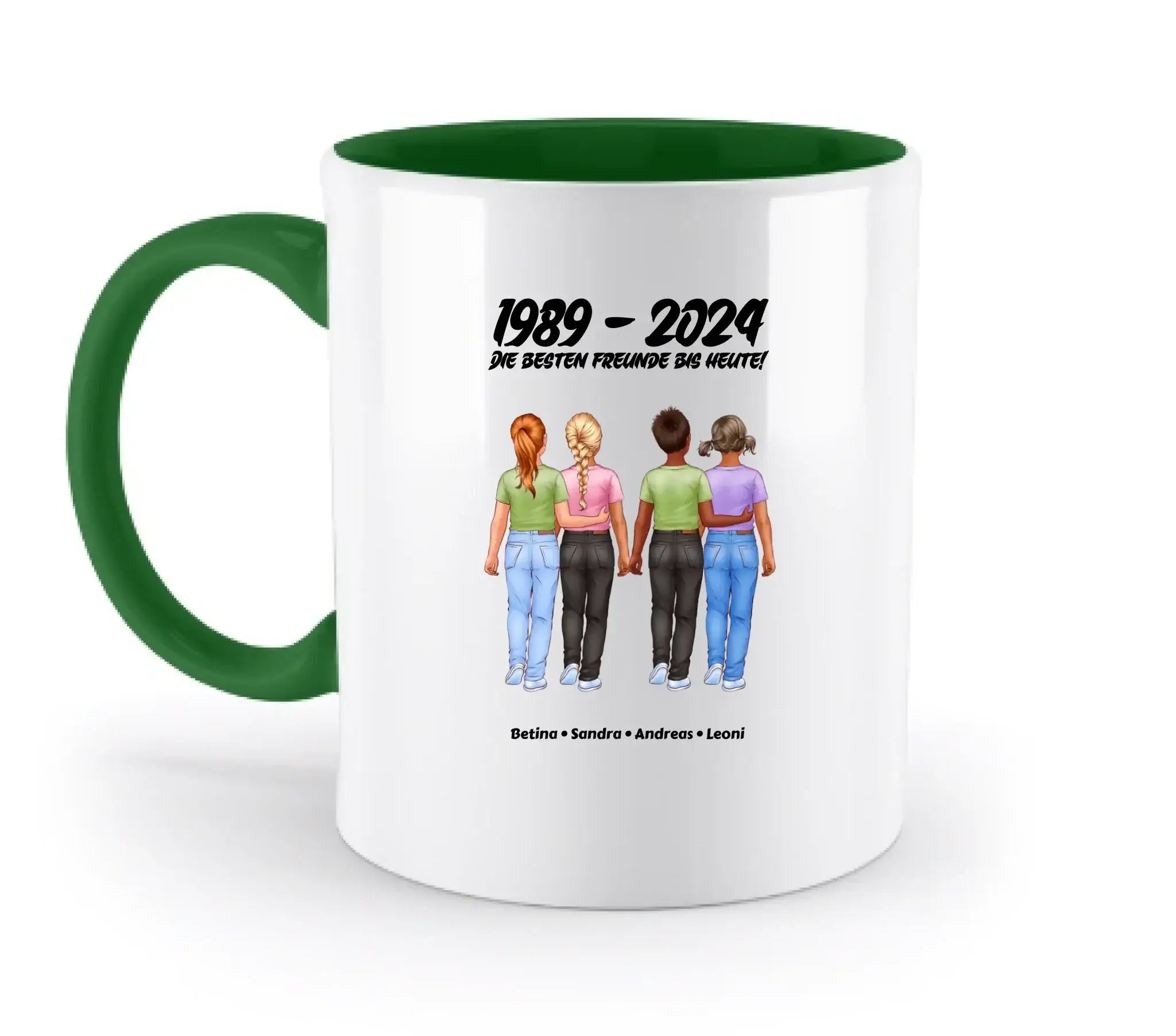 Beste Freunde: 1-5 Kinder / Kindheit (personalisierbare Figuren) - Zweifarbige Tasse / Irish-Green / 330ml