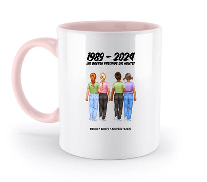 Beste Freunde: 1-5 Kinder / Kindheit (personalisierbare Figuren) - Zweifarbige Tasse / Powder-Pink / 330ml