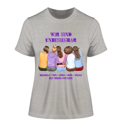 Beste Freundinnen (2-5 personalisierbare Figuren) - Damen T-Shirt (Fitted) • Bio / Heather Grey / 2XL
