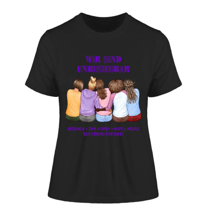 Beste Freundinnen (2-5 personalisierbare Figuren) - Damen T-Shirt (Fitted) • Bio / Black / 2XL - personalisierbare