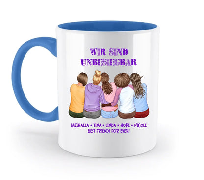 Beste Freundinnen (2-5 personalisierbare Figuren) - Zweifarbige Tasse / Blue / 330ml - personalisierbare Figuren