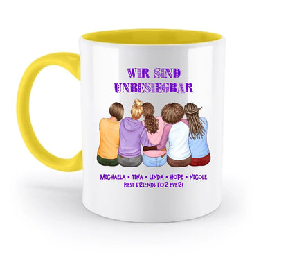 Beste Freundinnen (2-5 personalisierbare Figuren) - Zweifarbige Tasse / Yellow / 330ml - personalisierbare Figuren