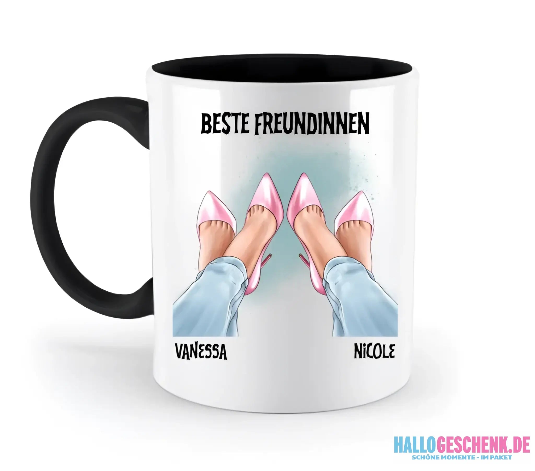 Beste Freundinnen Beine • zweifarbige Tasse • Exklusivdesign • personalisiert - zweifarbige Tasse