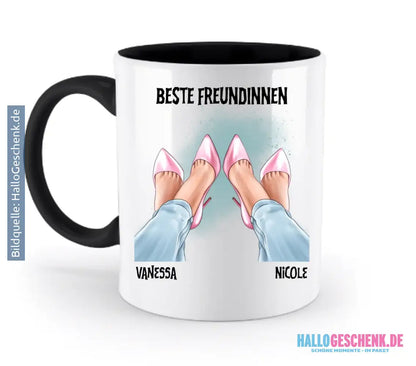Beste Freundinnen Beine • zweifarbige Tasse • Exklusivdesign • personalisiert - zweifarbige Tasse