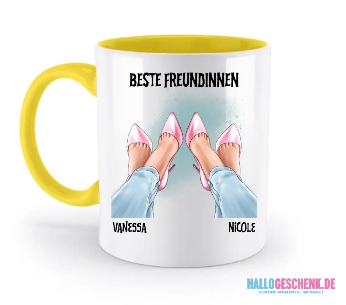 Beste Freundinnen Beine • zweifarbige Tasse • Exklusivdesign • personalisiert - zweifarbige Tasse