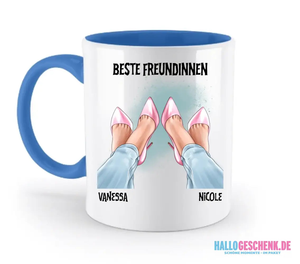 Beste Freundinnen Beine • zweifarbige Tasse • Exklusivdesign • personalisiert - zweifarbige Tasse