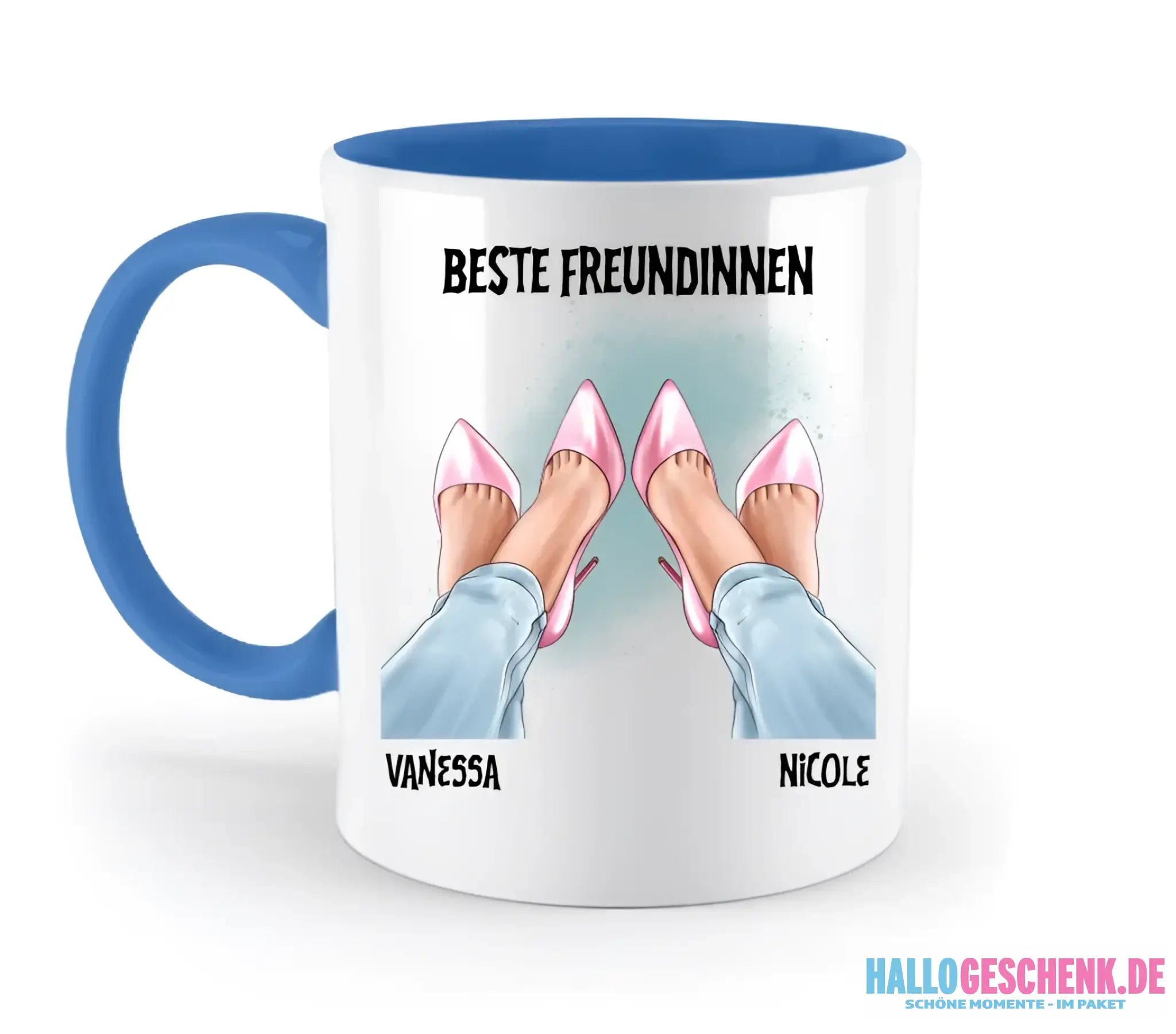 Beste Freundinnen Beine • zweifarbige Tasse • Exklusivdesign • personalisiert - zweifarbige Tasse