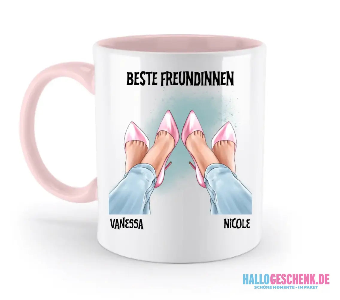 Beste Freundinnen Beine • zweifarbige Tasse • Exklusivdesign • personalisiert - zweifarbige Tasse