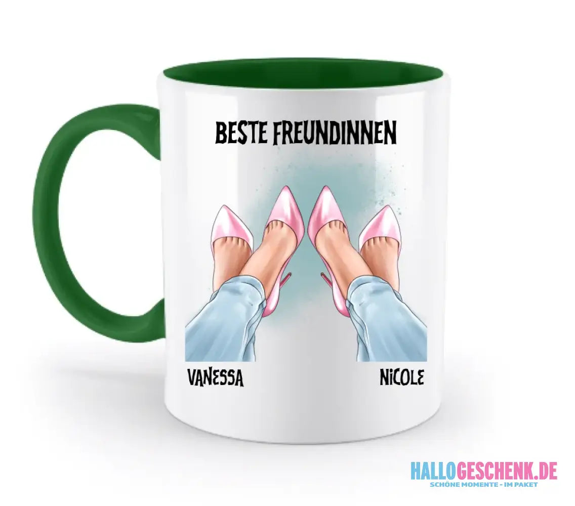 Beste Freundinnen Beine • zweifarbige Tasse • Exklusivdesign • personalisiert - zweifarbige Tasse