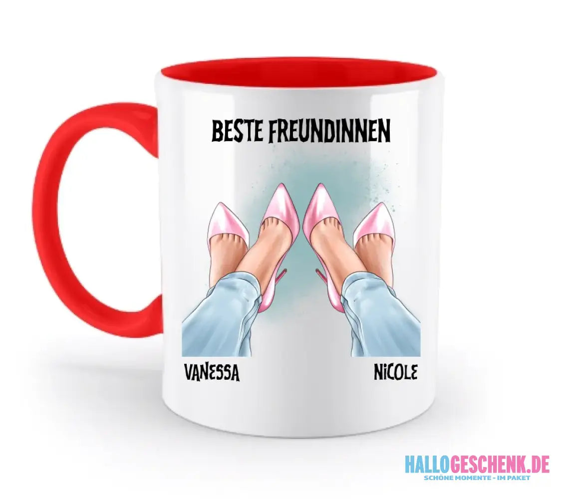 Beste Freundinnen Beine • zweifarbige Tasse • Exklusivdesign • personalisiert - zweifarbige Tasse