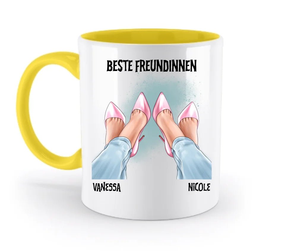 Beste Freundinnen Beine • zweifarbige Tasse • Exklusivdesign • personalisiert von HalloGeschenk.de