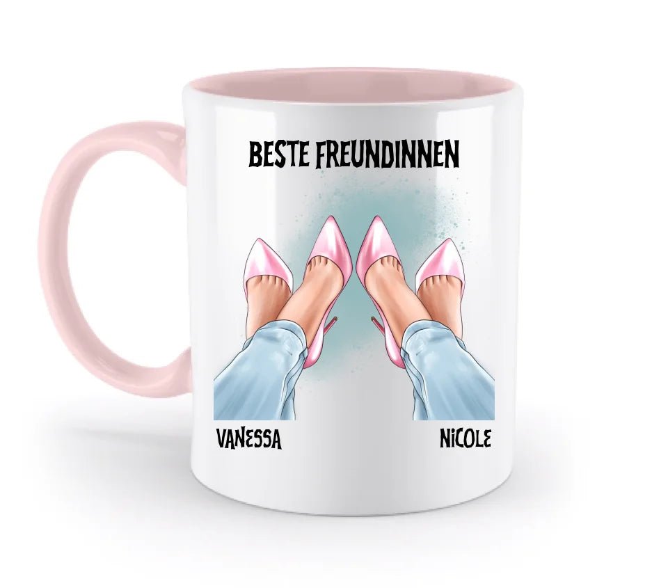 Beste Freundinnen Beine • zweifarbige Tasse • Exklusivdesign • personalisiert von HalloGeschenk.de