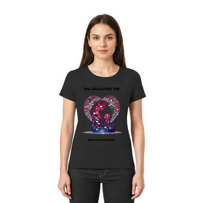 Schwarzes kurzarmshirt beste mama mit buntem herz aus pink lila blau und dein wunschtext hier print