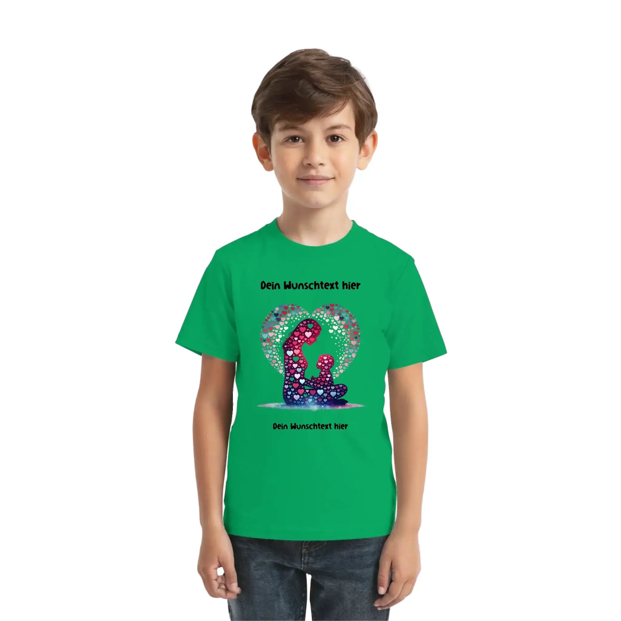 Grünes kurzarmshirt beste mama mit buntem herzmotiv aus punkten und funkeln aus der statement collection