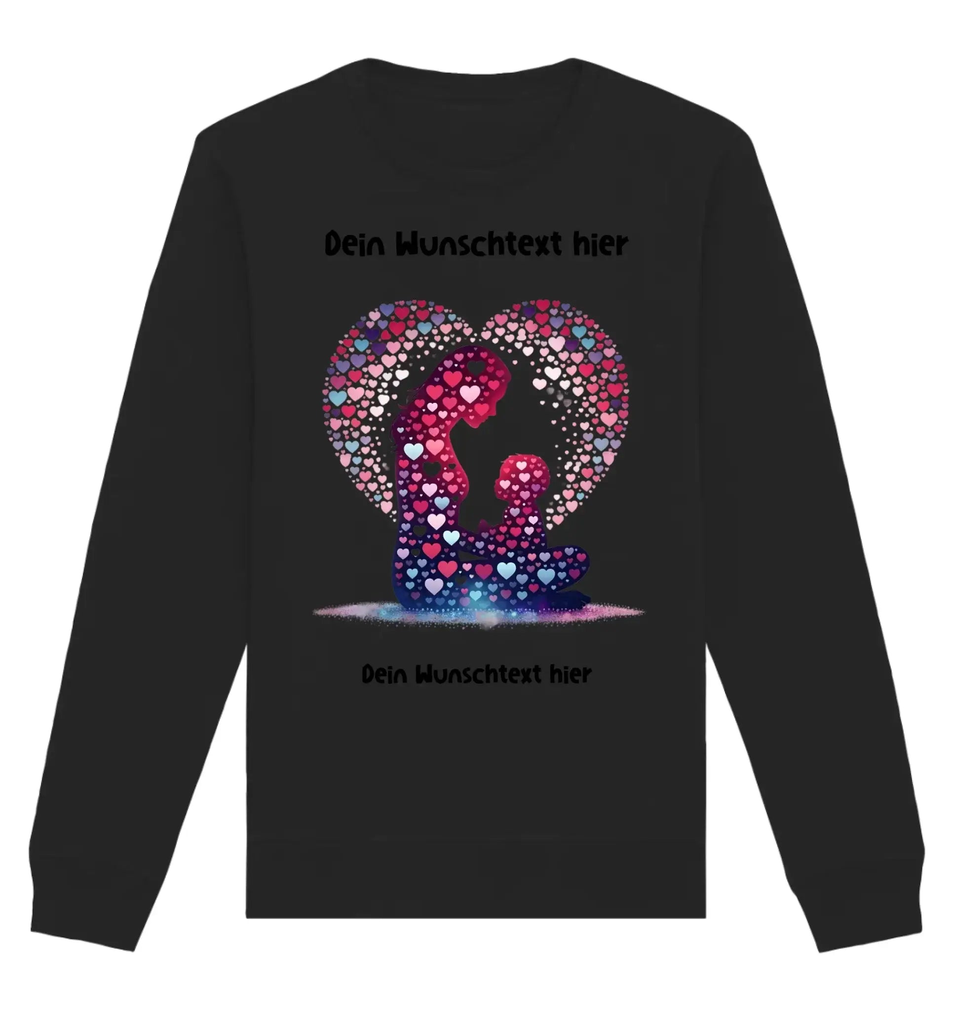 Schwarzes langarmshirt beste mama mit buntem herzdesign aus umarmenden figuren aus der statement collection