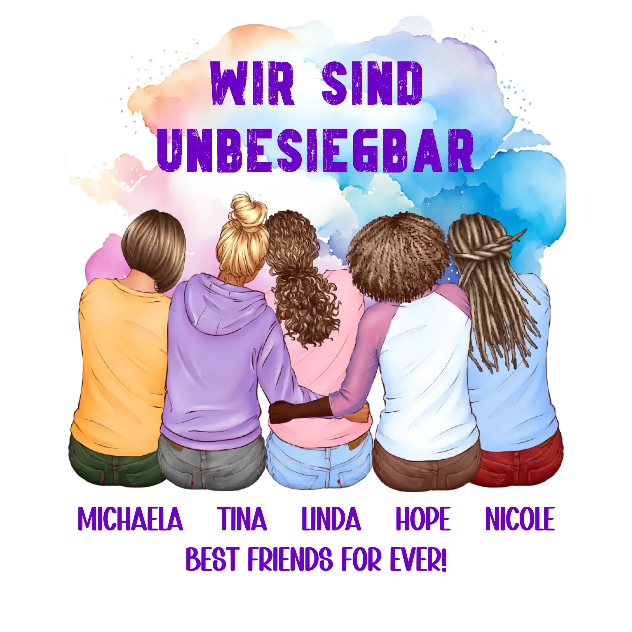 Besties: 2-5 Freundinnen • mehrere Artikel • ’Statement-Collection’ • Wunschtext • personalisierte Figuren