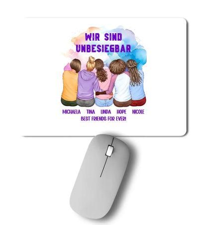Besties: 2-5 Freundinnen • mehrere Artikel • ’Statement-Collection’ • Wunschtext • personalisierte Figuren - Mousepad