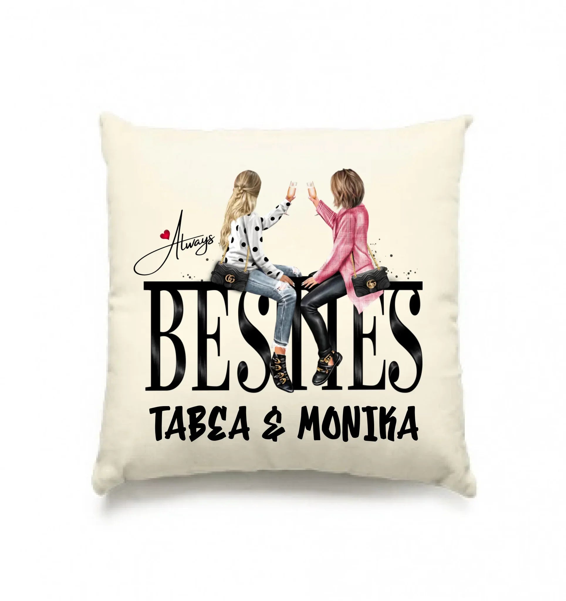 Besties: Girls on Text • mehrere Artikel • ’Statement-Collection’ • Wunschtext • personalisierte Figuren - Kissen