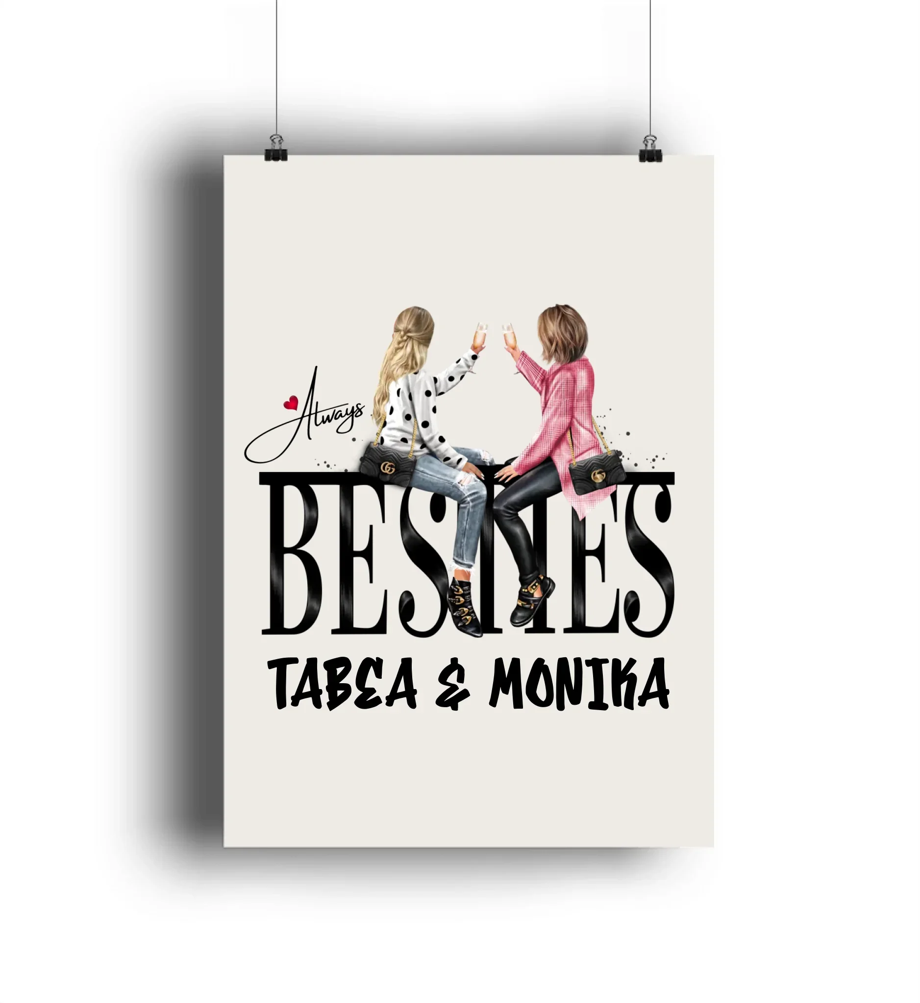 Besties: Girls on Text • mehrere Artikel • ’Statement-Collection’ • Wunschtext • personalisierte Figuren - POSTER