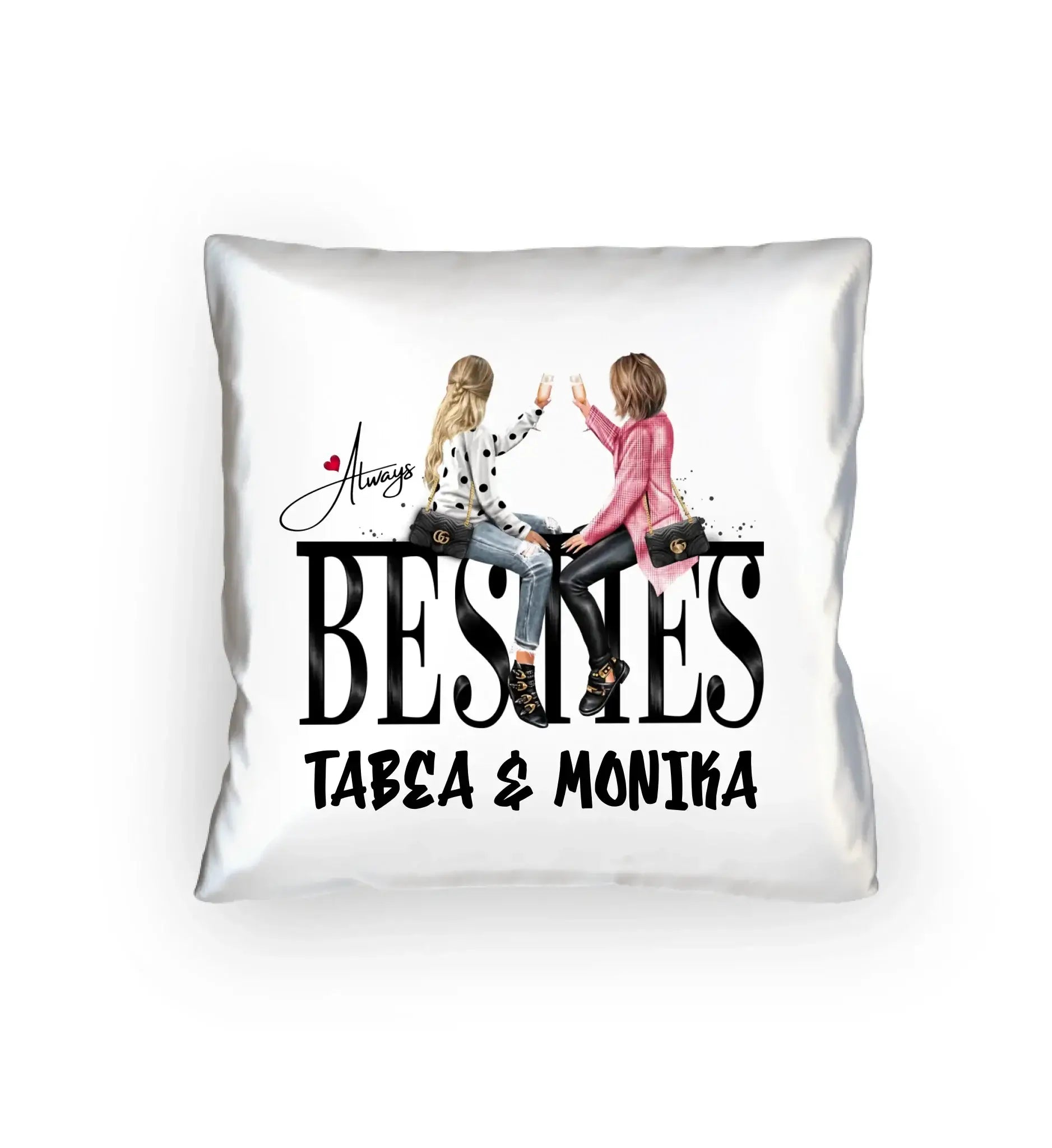 Besties: Girls on Text • mehrere Artikel • ’Statement-Collection’ • Wunschtext • personalisierte Figuren - Kissen