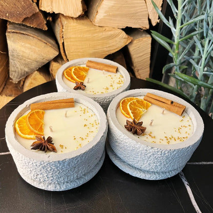Betonkerzen-Set 3x Betongrau ’Grey Cinnamon’ - Duftkerze