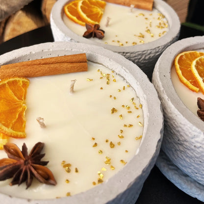 Betonkerzen-Set 4x Betongrau ’Grey Cinnamon’ - Aromaduftkerze - Stilvolle Sojawachskerze für Ihr Zuhause. Aromatherapie