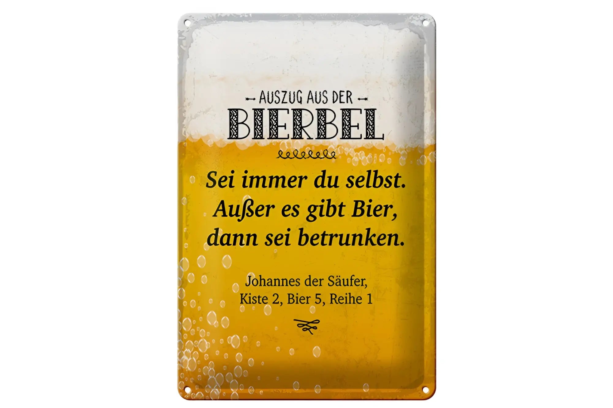Rechteckiges blechschild 20x30cm mit bierdesign in gold und schaum und schwarzem deutschem text bierbel für bierliebhaber