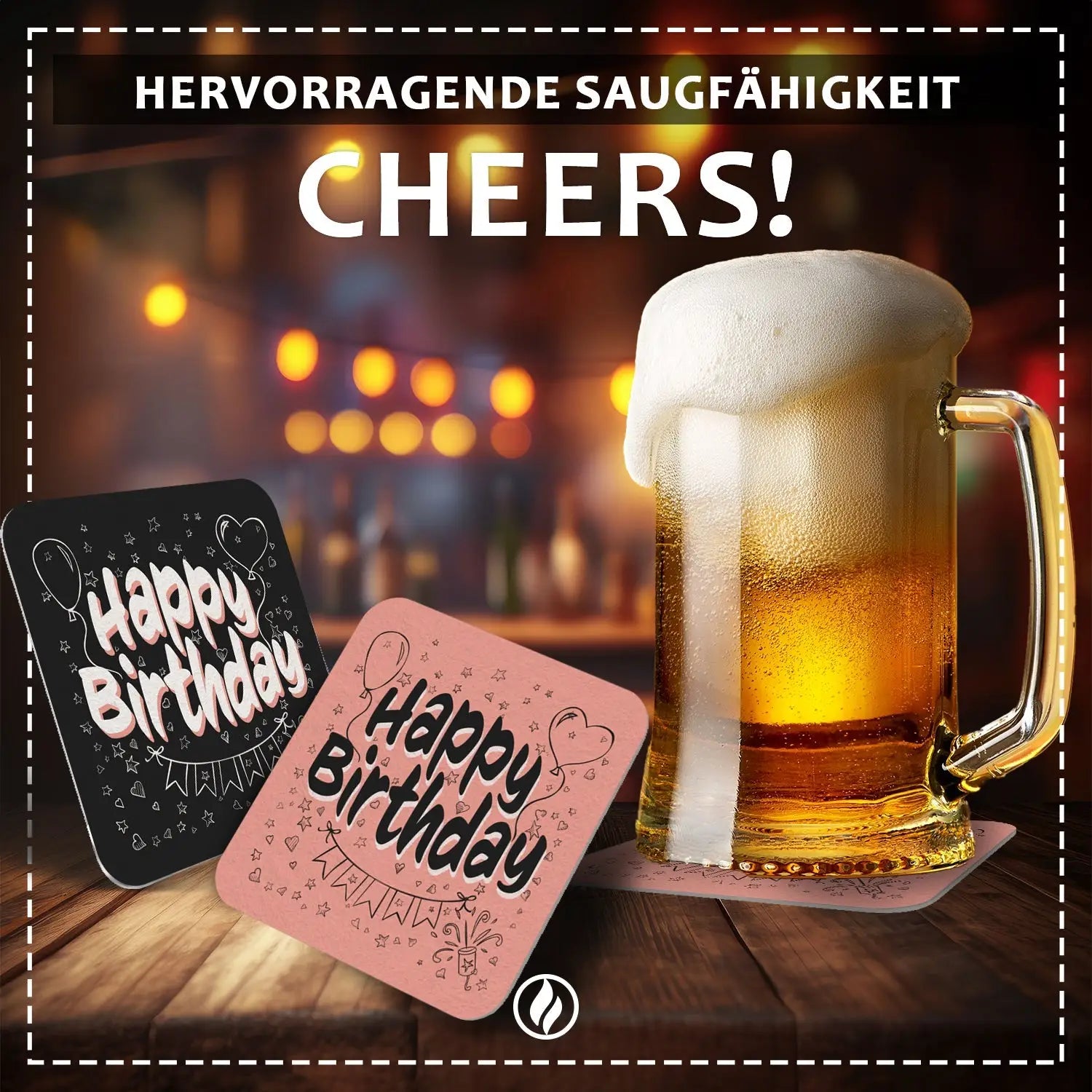 Bierdeckel ’Happy Birthday’ 50er Set - Tischdeko Geburtstag