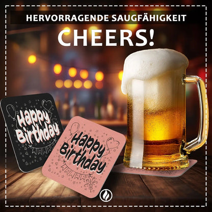 Bierdeckel ’Happy Birthday’ 50er Set - Tischdeko Geburtstag