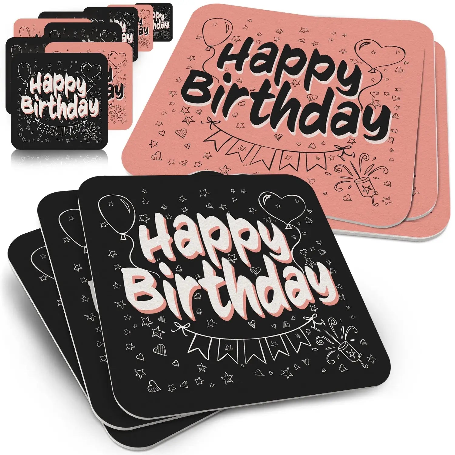 Bierdeckel ’Happy Birthday’ 50er Set - Tischdeko Geburtstag
