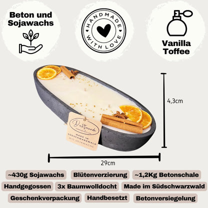 Black Edition - HANDGEMACHTE BETONKERZE ’Black-Ship’ - Stilvolle Sojawachskerze für Ihr Zuhause. Kerze