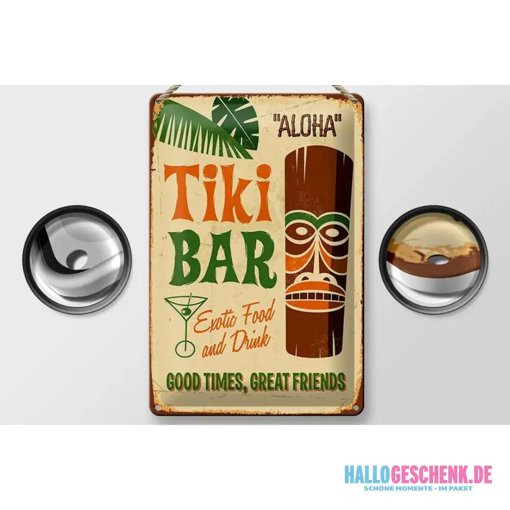 Blechschild 20x30cm Tiki Bar Aloha Exotic Food