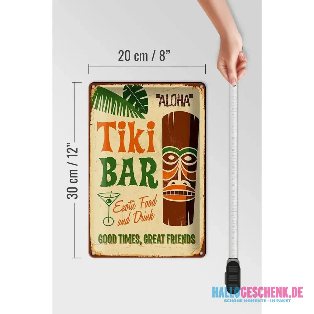 Blechschild 20x30cm Tiki Bar Aloha Exotic Food