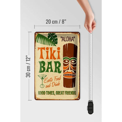 Blechschild 20x30cm Tiki Bar Aloha Exotic Food