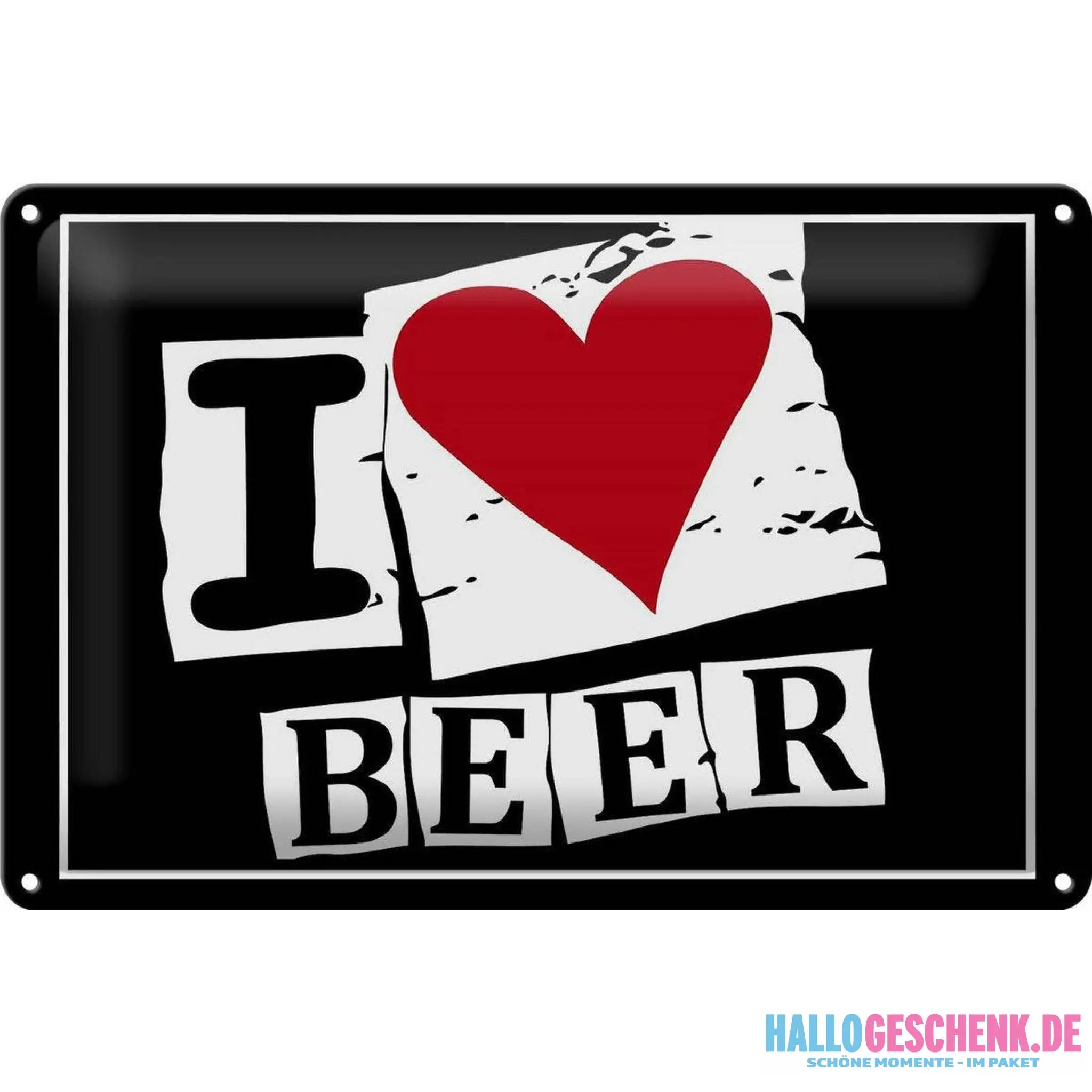 Blechschild 30x20cm Bier I Love Beer