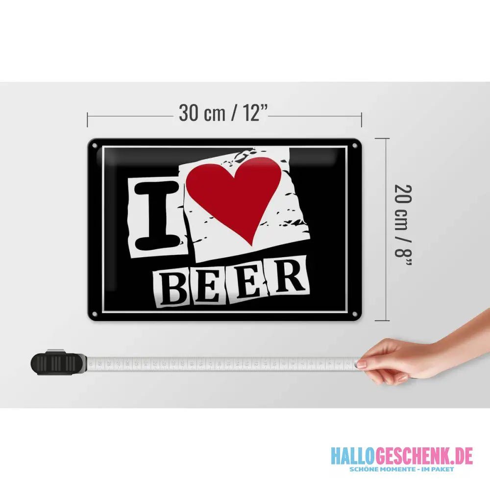 Blechschild 30x20cm Bier I Love Beer