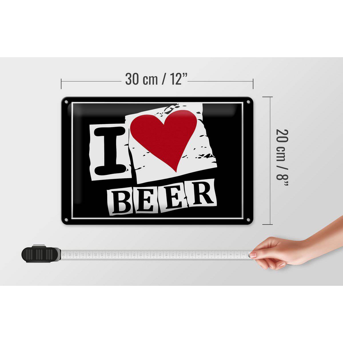 Blechschild 30x20cm Bier I Love Beer